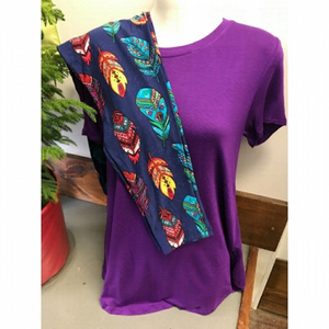BLUE & Purple Multi Color Feather Print Full Length Leggings Size 12 NWT